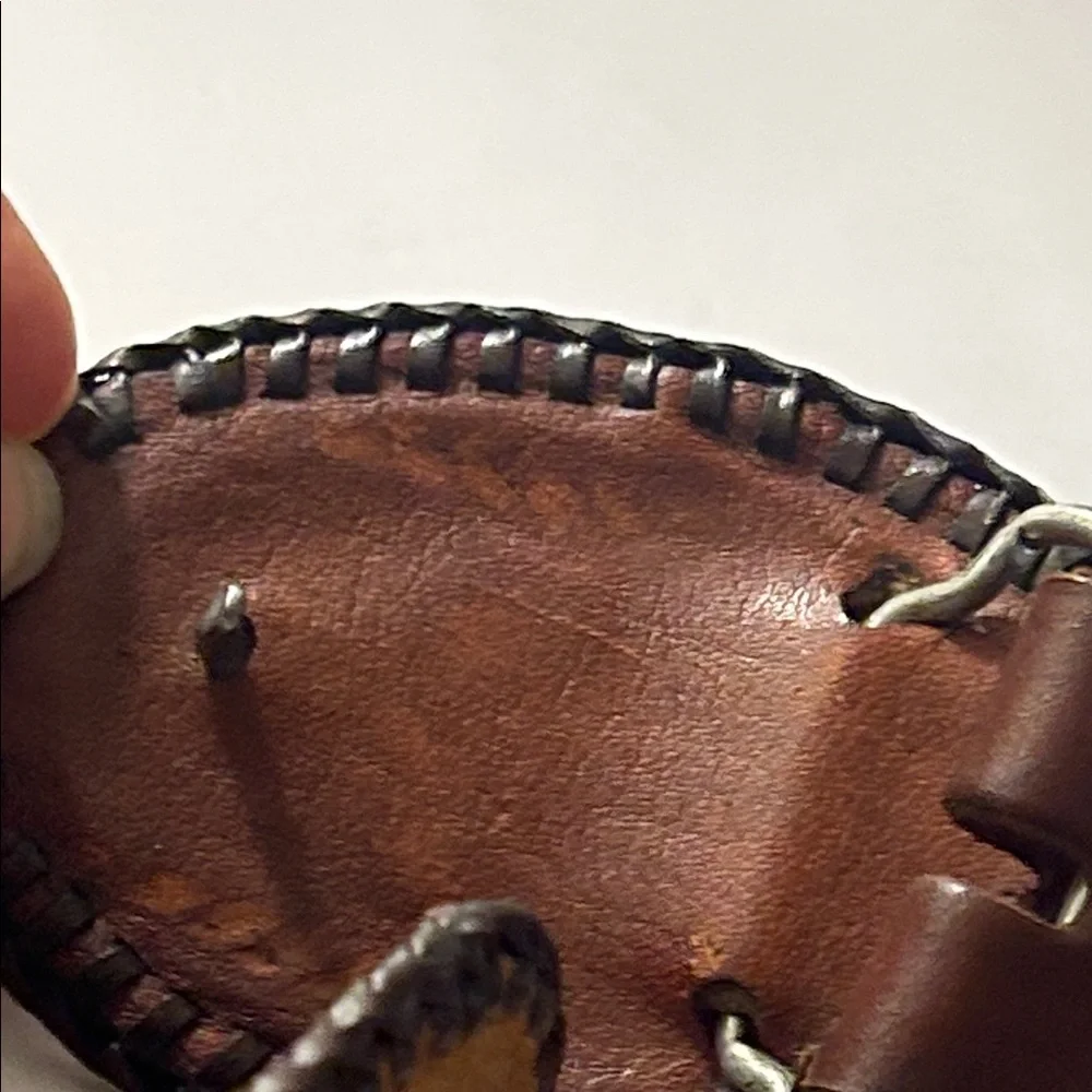 Western Snake Print Brown Leather Belt with Woven Design - Picture 8 of 8